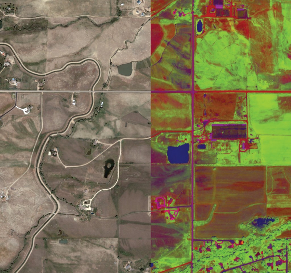 FIGURE 3. Using image analysis algorithms to analyze and map wetness and vegetation vigor in imagery. Image courtesy of Esri. 