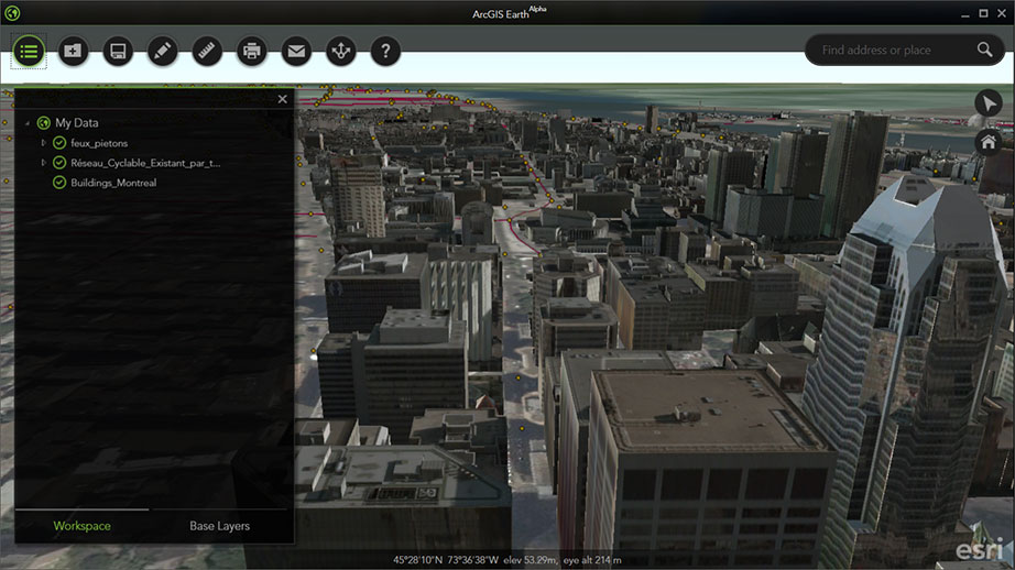 FIGURE 4. 3D view of downtown Montreal, Quebec, Canada, courtesy of Esri