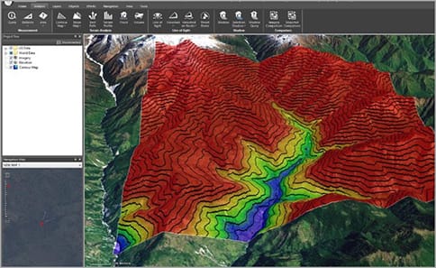 FIGURE 7. Intensity and direction of terrain slope displayed in TerraExplorer.