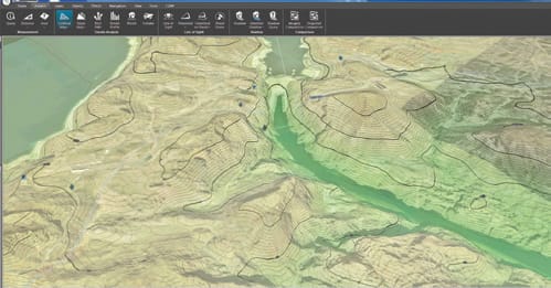 FIGURE 6. Elevation Contour Map displayed in TerraExplorer. 